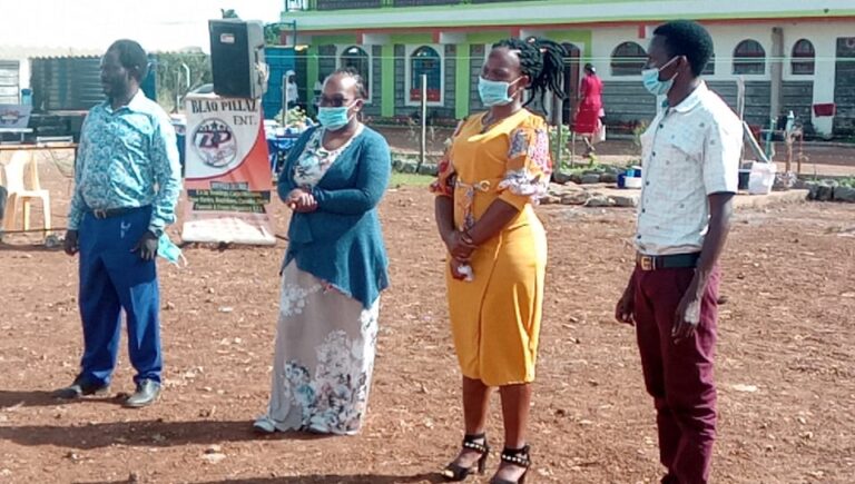 Juanita School teachers are introduced (Patrick, Rhema, Mirriam, Meshack)